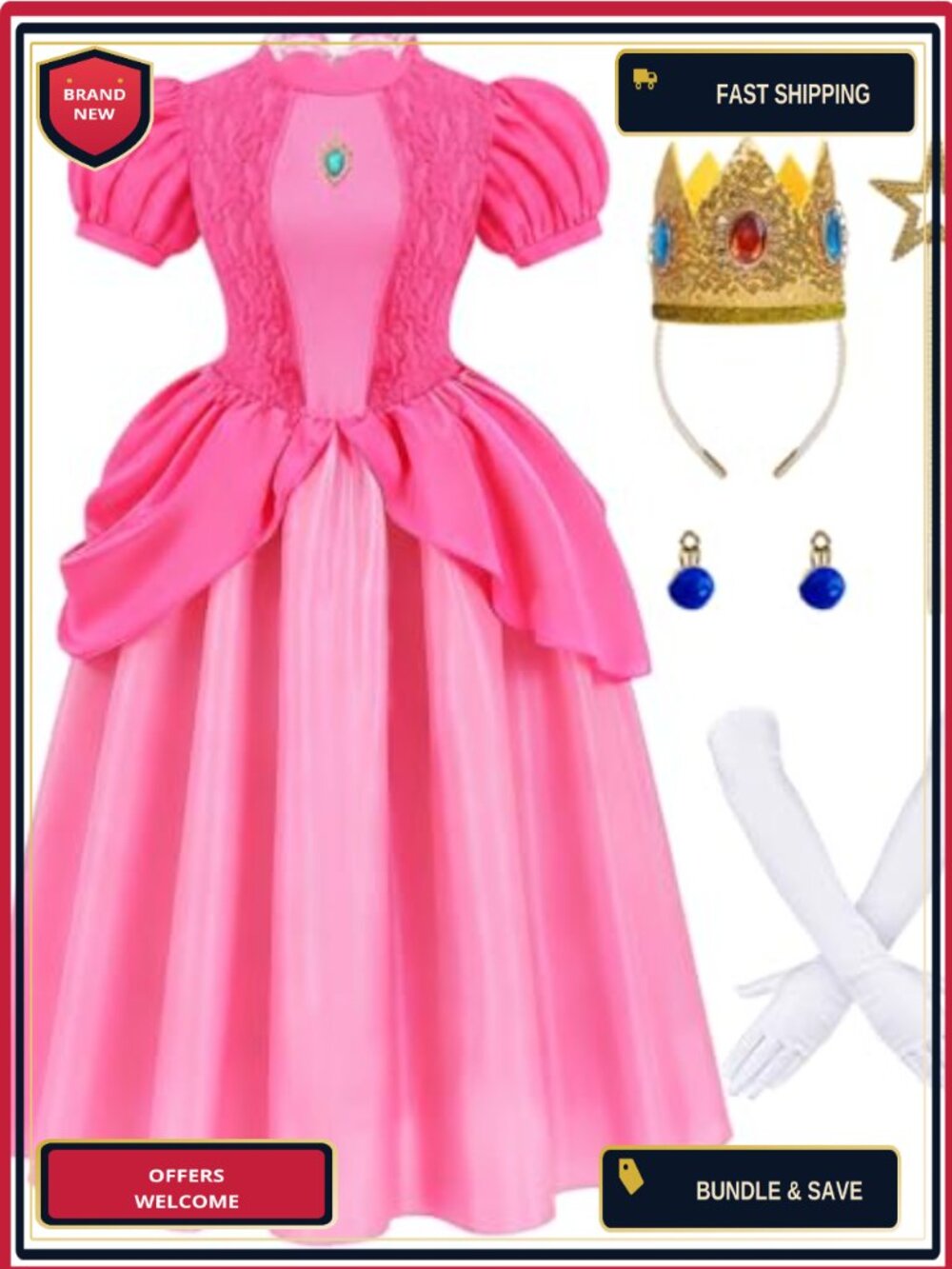 Royal Princess Costume Adult Women Gown Dress Set with Accessories